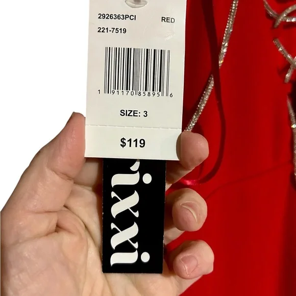 ❤️ NWT Trixxi Red Rhinestone Bodycon Dress – Size 3 – Glam Formal Look! - Picture 8 of 10